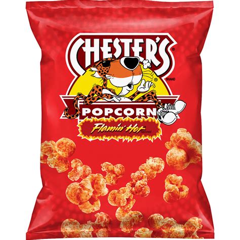 Chesters hot popcorn. CHEETOS® FANTASTIX® FLAMIN’ HOT® Flavored Baked Corn & Potato Snacks. CHEETOS® snacks are the much-loved cheesy treats that are fun for everyone! You just can’t eat a CHEETOS® snack without licking the signature “cheetle” off your fingertips. And wherever the CHEETOS® brand and CHESTER CHEETAH® go, cheesy smiles are sure to follow. 