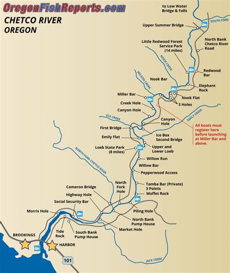Chetco river fishing map.  30 in.  Fish information, photos, maps, and latest rep...