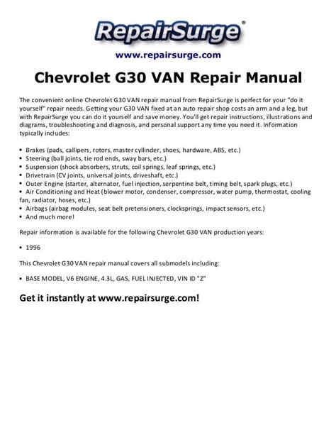 Chevrolet g30 van service manual from chevroletpd. - John deere repair manuals ohv 240.