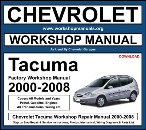Chevrolet tacuma 2000 2008 workshop service repair manual. - Caterpillar generator srcr type service manual.