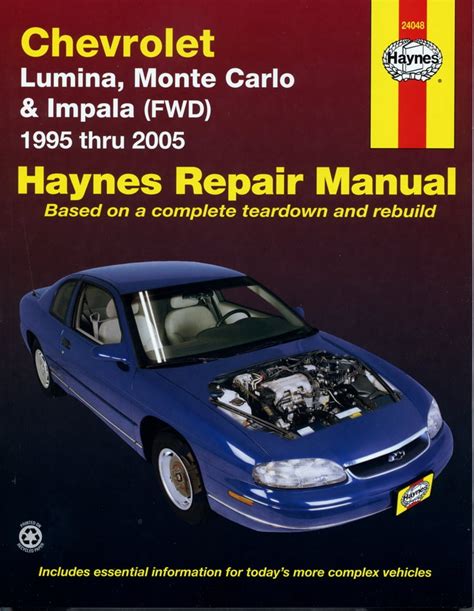 Read Chevrolet Lumina Monte Carlo  Impala Fwd 1995 Thru 2005 Haynes Repair Manual By Jeff Kibler