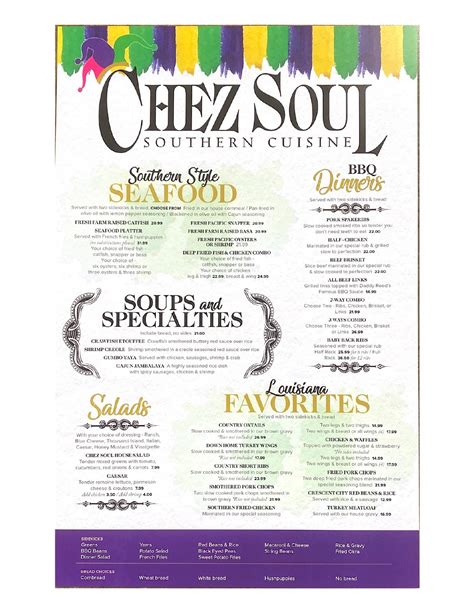 Chez soul. Order delivery or takeout from Chez Soul Southern Cuisine (711 Madison Street) in Fairfield. Browse the menu, order online and track your order live. 