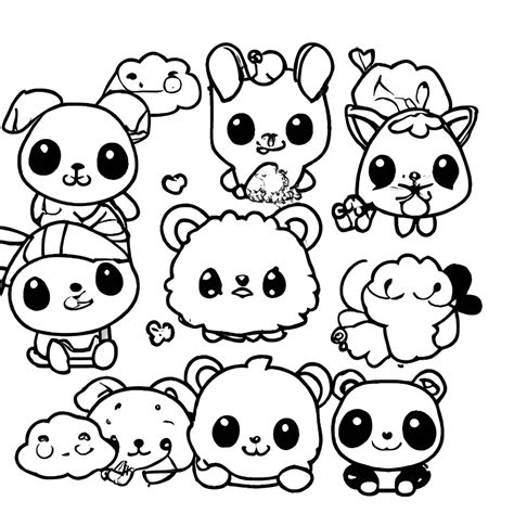 Chibi Animal Coloring Page