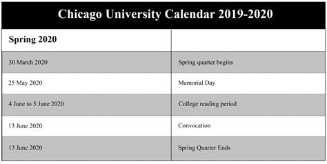 Chicago Booth Academic Calendar