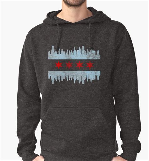 Chicago City Skyline Hoodie Pullover Dark Navy Blue Sweatshirt …