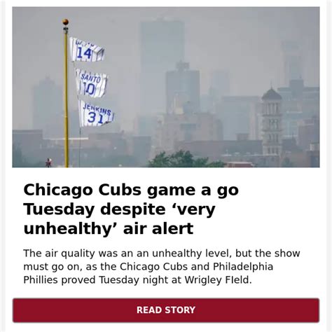 Chicago Cubs and Philadelphia Phillies play on at Wrigley Field in spite of ‘very unhealthy’ air alert