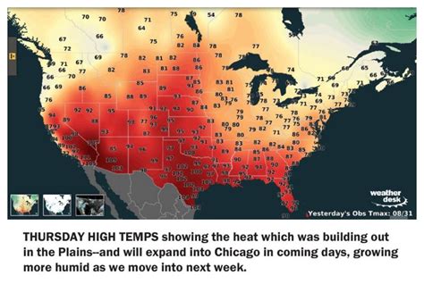 Chicago area headed for five consecutive days of 90s, including several potential record breakers. “Moderate” weekend humidities to surge next week
