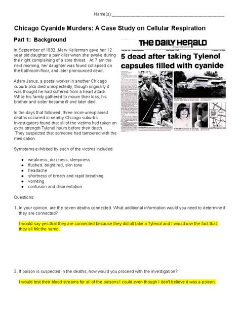 Chicago cyanide murders a case study in cellular respiration answer key.  To understand, we ...