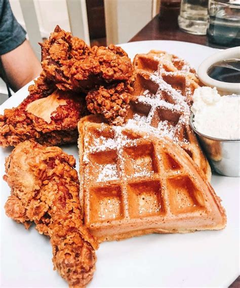 Chicago home of chicken and waffles. Position a rack in the upper third of the oven and preheat to 450 degrees F. Coat a rimmed baking sheet with cooking spray. Toss the chicken pieces with the sour cream, garlic powder, cayenne ... 