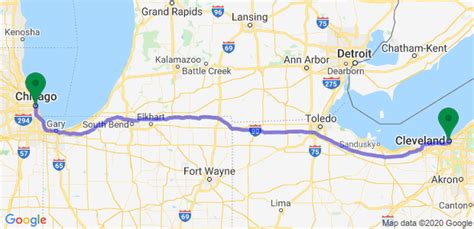 Chicago illinois to cleveland ohio. The calculation of flight time is based on the straight line distance from Cleveland, OH to Chicago, IL ("as the crow flies"), which is about 308 miles or 496 kilometers. Your trip begins in Cleveland, Ohio. It ends in Chicago, Illinois. Your flight direction from Cleveland, OH to Chicago, IL is West (-83 degrees from North). 