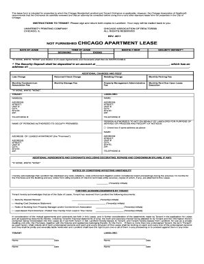 Chicago lease agreement 2023 pdf. Updated September 13, 2023. A standard residential lease agreement is a fixed-term rental contract between a landlord and a tenant that pays monthly rent for the use of the property. The term is most commonly for a one-year period. The tenant is obligated to pay the first month's rent, security deposit, and any other fees at the time of executing the lease. 