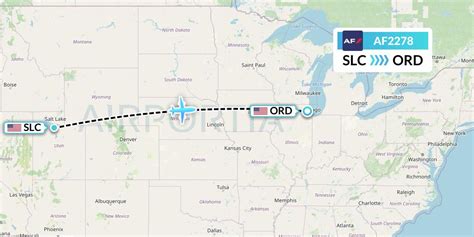 All flight schedules from Salt Lake City International , Utah , USA to Chicago Ohare International , Illinois , USA . This route is operated by 3 airline (s), and the flight time is 3 hours and 34 minutes. The distance is 1253 miles. USA.. 