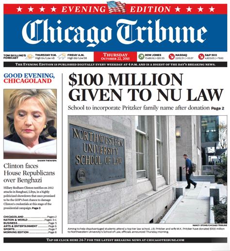 You can read new stories as soon as they break on chicagotribune.com and get your paper wherever you are with our eNewspaper, a digital replica of the Chicago Tribune emailed to you daily ....