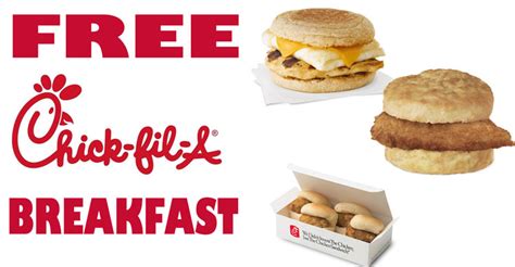 Chick fil a free breakfast. Serving freshly prepared food crafted with quality ingredients every day of the week (except Sunday, of course). Our restaurant offers everything from Chick-fil-A menu classics, like the original Chick-fil-A Chicken Sandwich, Chicken Nuggets and Chick-fil-A Waffle Potato Fries®, to breakfast, salads, treats, Kid’s Meals and more. 