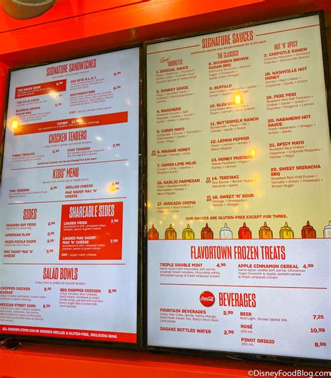 Chicken Guy Menu Walt Disney World Resort