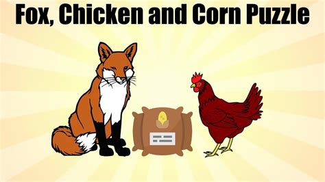 Chicken and fox riddle. Fox, Chicken and corn Riddle. A man has to get a fox, a chicken, and a sack of corn across a river. He has a rowboat, and it can only carry him and one other thing. If the fox and the chicken are left together, the fox will eat the chicken. If the chicken and the corn are left together, the chicken will eat the corn. How does the man do it? logic. 
