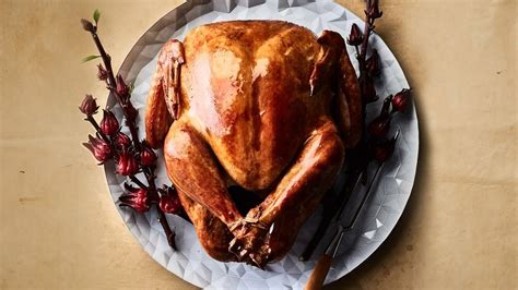 Roast the turkey on lowest level of the oven at 500 degrees F for 30 minutes. Insert a probe thermometer into thickest part of the breast and reduce the oven temperature to 350 degrees F. Set the .... 
