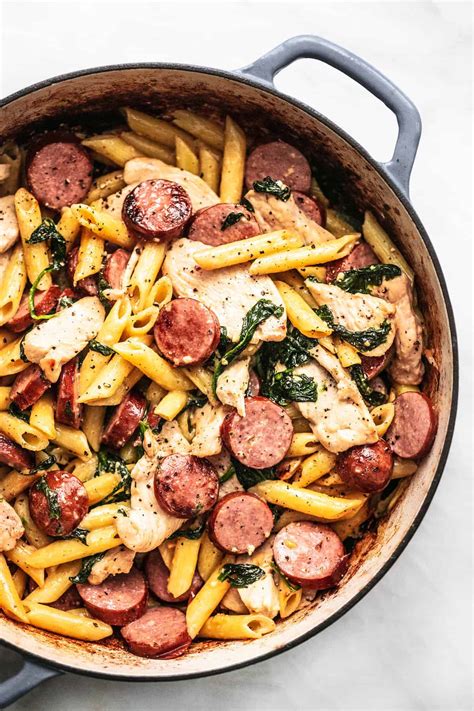 Chicken italian sausage. Turn the heat down to medium-low. Add a ½ cup of water to the skillet and cover the pan. Simmer the Italian sausage until it's cooked through and reaches an internal temperature of at least 160F, which will … 