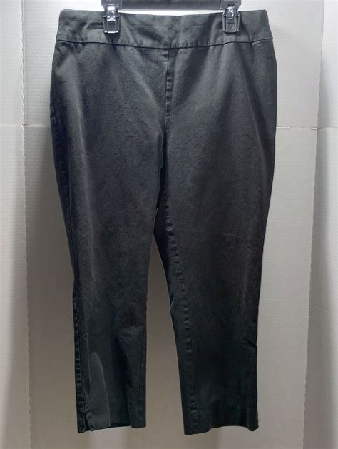 Chicos So Slimming Pants Womens 00 Black White Slit Ankle