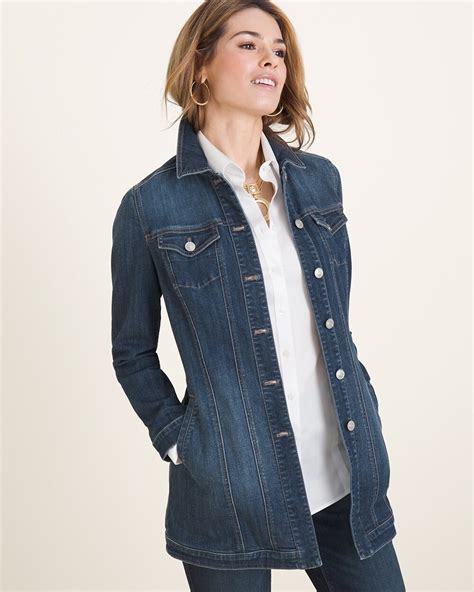 Chicos long denim jacket. A leather jacket can be dyed, but the process is different than dyeing other materials. To dye a leather jacket, the user must first prepare the leather. Preparing the jacket consists of using a deglazer designed for leather materials. 