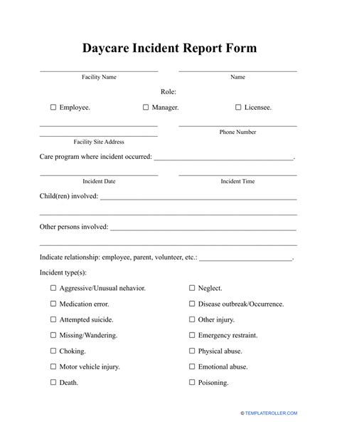 Child Care Incident Report PDF Form 20102022 Fill Out and Sign
