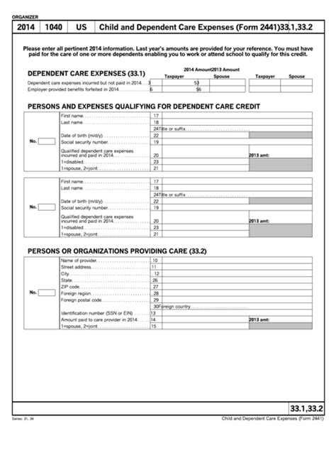 Child and dependent care credit form.  Eligible expenses can include d...