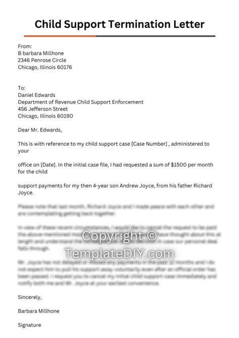Child support termination letter.  You&rsquo;ll need supporting documents such as the child...