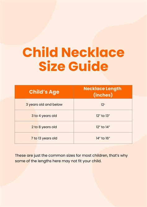 Children's Necklace Size Chart