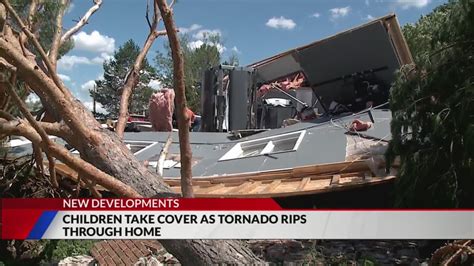 Children take cover in basement as tornado rips home apart