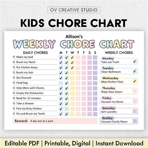 Childrens Daily Chore Chart