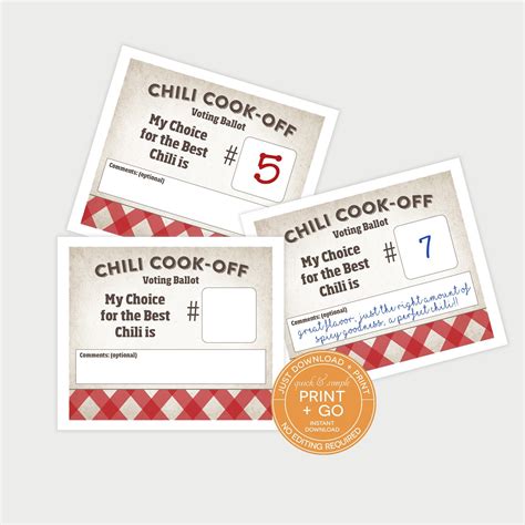 Chili Cook off Ballots Printable - Etsy