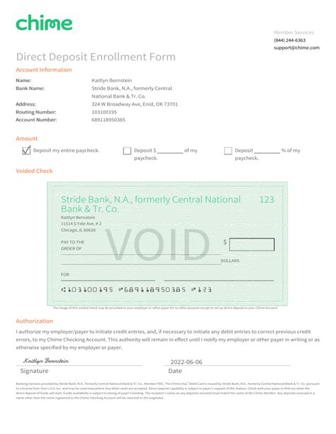 Chime direct deposit form. Jun 5, 2023 · 1. Find a blue or black pen. Find a blue or black pen to write with. 2. Write “VOID” on the front of the check. Write “VOID” in large letters across the front of the check. It’s okay if it covers up the different text boxes on the check. You can also write “VOID” in a smaller font on the payee line, date line, amount line ... 