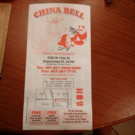 China Bell Asian Restaurant menu - Kissimmee FL 34746 - (877 ... - Allmenus