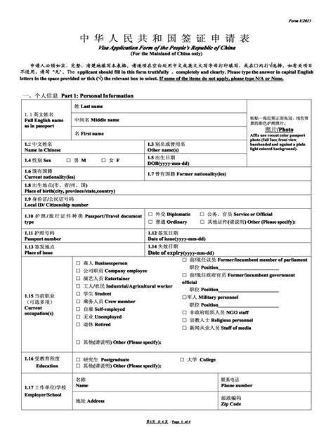 China Visa Application Form 20132022 Fill and Sign Printable