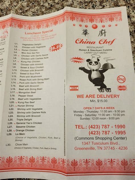China chef greeneville menu. Order all menu items online from China Chef - Edison for delivery and takeout. The best Chinese in Edison, NJ. ... China Chef - Edison 2060 NJ-27 Edison, NJ 08817 You currently have no items in your cart. Subtotal: $0.00 Taxes: $0.00 Tip Set tip Please Select/Enter a … 