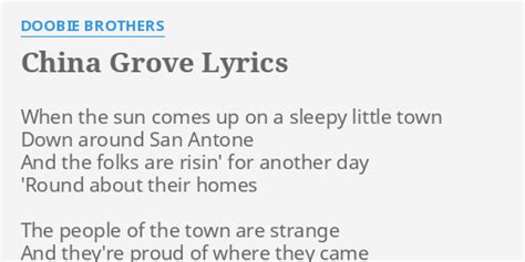 China grove lyrics. Things To Know About China grove lyrics. 