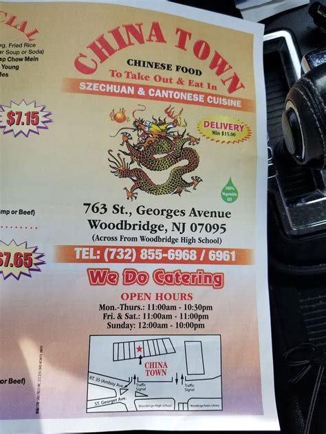 China town restaurant woodbridge township photos. China Town Menu >. (732) 855-6968. Get Directions >. 763 Saint George Ave, Woodbridge, New Jersey 07095. 4.4 based on 111 votes. 
