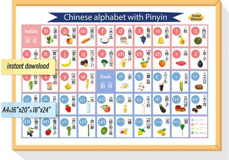Chinese Alphabet Poster Zhuyin Pinyin Printable 16x20 Etsy Portugal