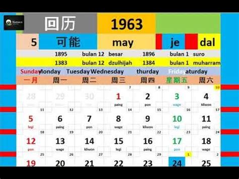 Chinese Calendar For 1963