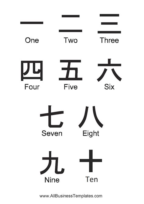 Chinese Numbers Printable
