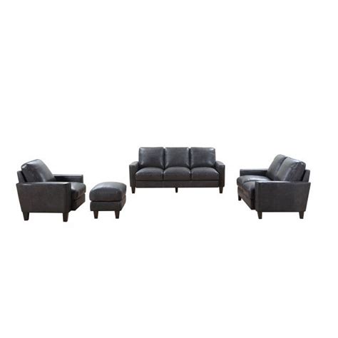 Chino Leather Living Room Set in Grey - Local Furniture Outlet