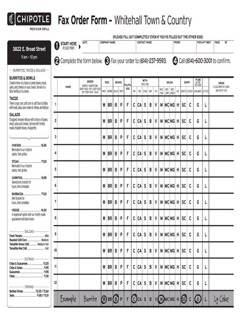 Chipotle Fax Order Form 2018 Best Of Order Form Examples Template New
