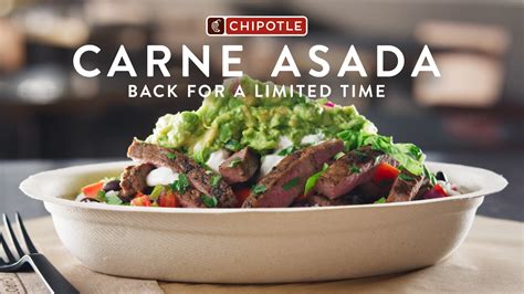 Chipotle carne asade. Chipotle's Carne Asada is grilled fresh in small batches, seasoned with a blend of signature spices, hand cut into tender slices, and is finished with fresh squeezed lime and hand-chopped cilantro ... 