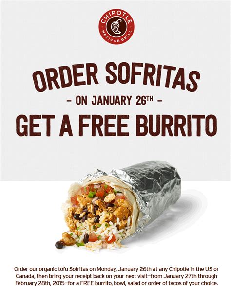 Chipotle coupons today. The team at Wethrift discover and publish thousands of coupon codes every day. These are today's most popular Food and grocery discount codes. WeightWorld UK Coupon. WeightWorld UK Coupon. 15% OFF Coupon used: 109 times. ... Chipotle Coupon. Chipotle Coupon. Support McKay Volleyball - Save 10% off Coupon used: 0 … 