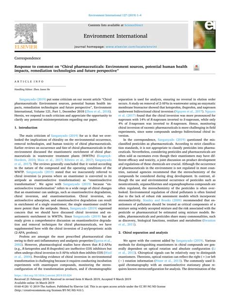 Chiral pharmaceuticals: Environment sources, potential …