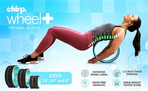 The smallest wheel offers the most pressure while the largest wheel offers the least pressure and the greatest stretch. Easy to Use. Anyone can use the Chirp Wheel+. Use the wheel on the ground, against the wall, or in a chair. The ergonomic shape of the wheel will help reduce back pain and correct poor posture however you use it.