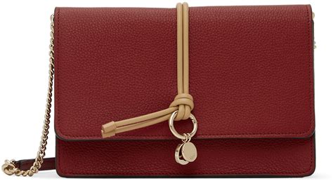 Chloe Alphabet Shoulder Bag in Red & Brown 1 FWRD