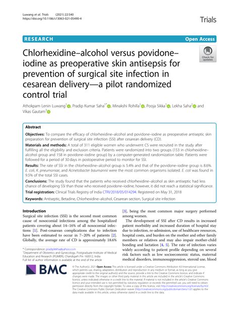 Chlorhexidine-alcohol versus iodine-alcohol for surgical …