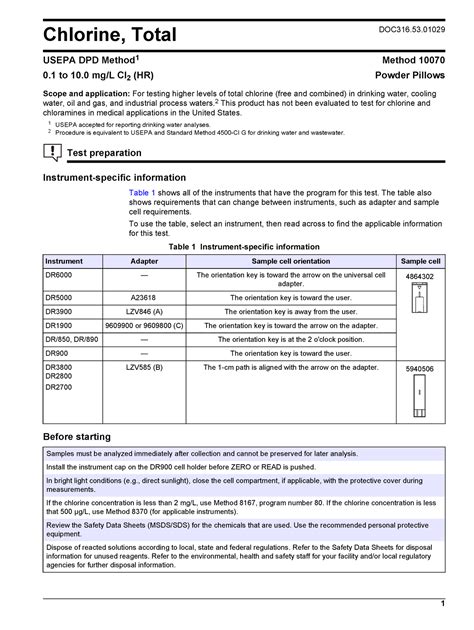 Chlorine, Free and Total, High Range DOC316.53