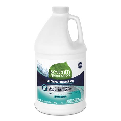 Chlorine free bleach. Seventh Generation, Chlorine-Free Bleach, Free & Clear. 64 FL OZ LIQ (2.0 QT / PTE) 1.89 L . 732913227013. Ingredients & Contents . Health, Safety & Environment. Usage & Handling. Features & Benefits. Company, Brand & Sustainability. THIS PAGE HAS BEEN RETIRED. A newer version of the product … 